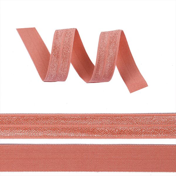 Резинка бельевая (окантовочная) блестящая 15.0 мм / 50 метров, F154 розовый персик