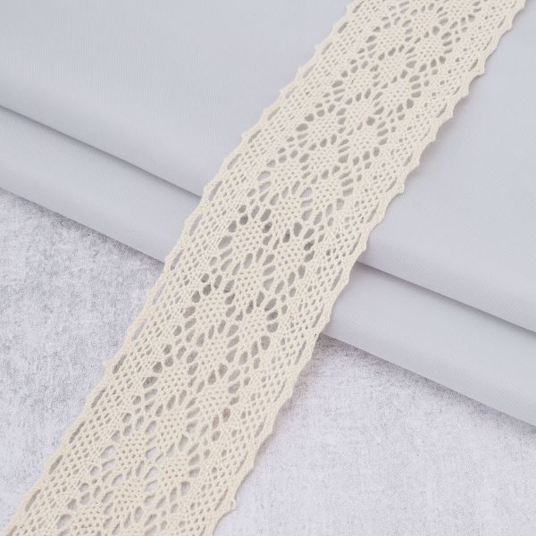 Тесьма отделочная 45 мм / 10 метров, 5009 хлопок, вязаная, бежевый, 29405