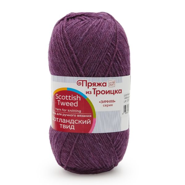 Пряжа Троицкая Шотландский твид / уп.10 мот. по 100 г, 360 м, 1454 цикламеновый меланж