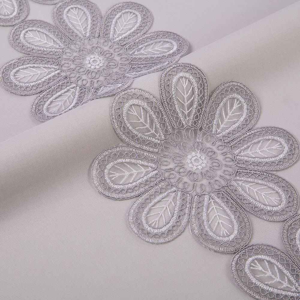 Кружево на сетке широкое 160 мм / 11 м, серый, Gamma GFLM-24160