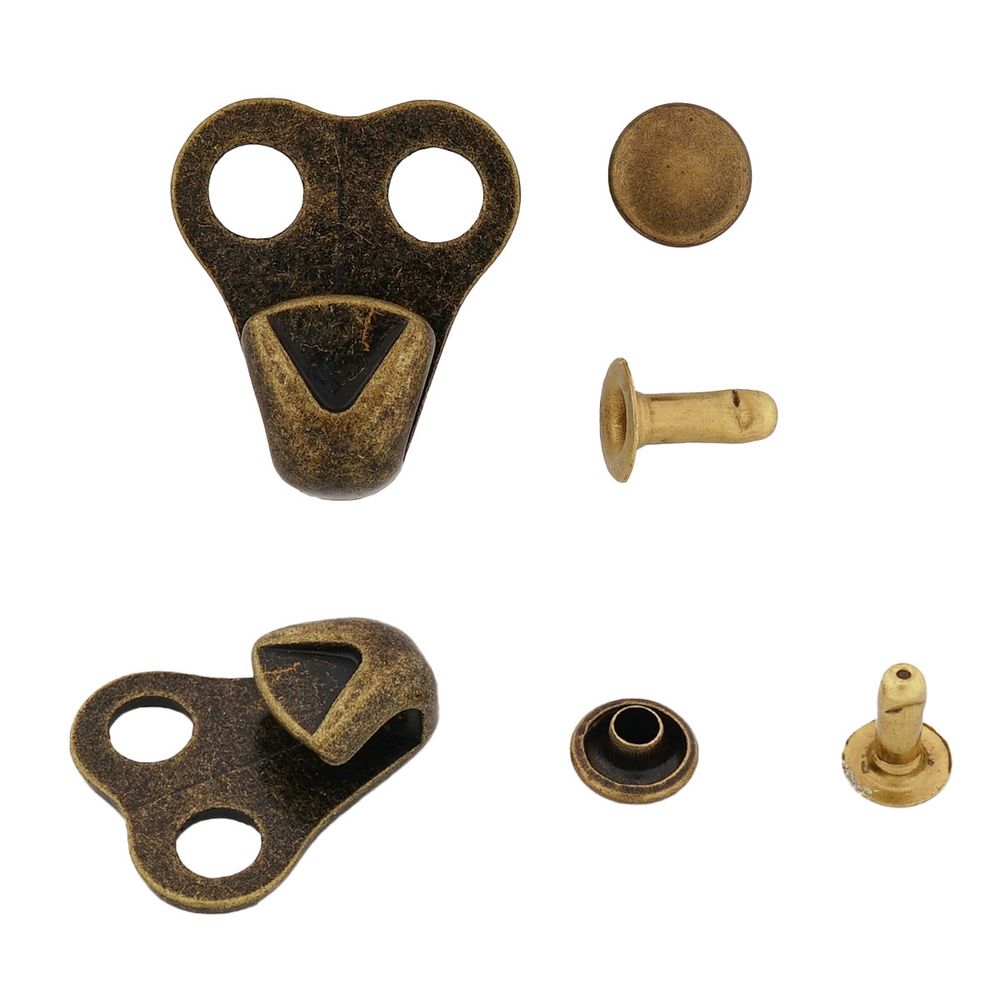 Крючки обувные 20х17 мм, 2 крепления, латунь, 20 шт