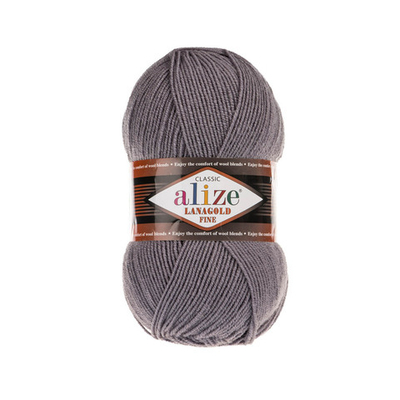 Пряжа Alize (Ализе) Lana Gold Fine / уп.5 мот. по 100 г, 390м, 348 темно-серый А
