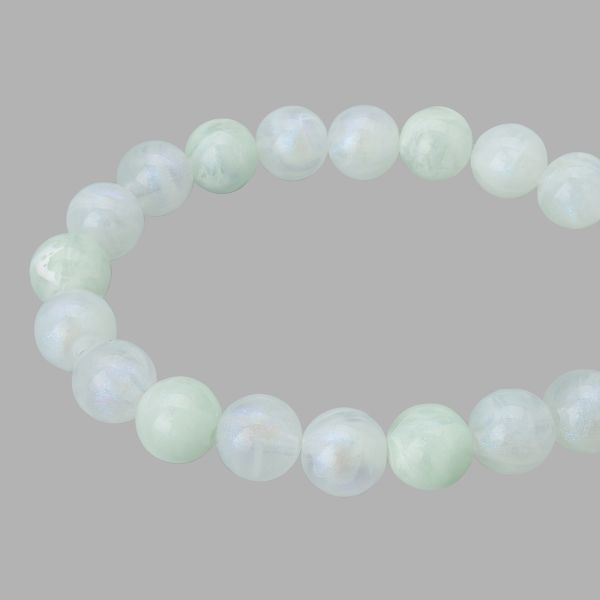 Бусины акрил ⌀12 мм, 500 г, дымка с АВ шиммером, круглые, AD070 ментоловый, (7748709)2012 , Astra&Craft