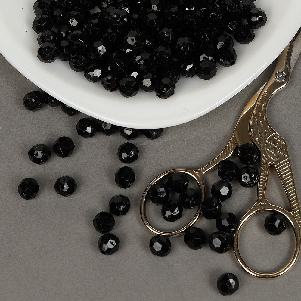 Бусины акрил ⌀8 мм, цв.45 черный, MG.3240-45, уп.500 г, Magic4Hobby