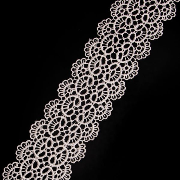 Кружево гипюр (плетёное) 65 мм / 3 метра, 571 молочный