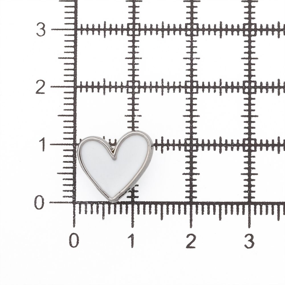 Пуговицы на ножке фигурная Сердце 20L (13мм), металл (White/S (белый/серебро)), MEs-2012, 36 шт