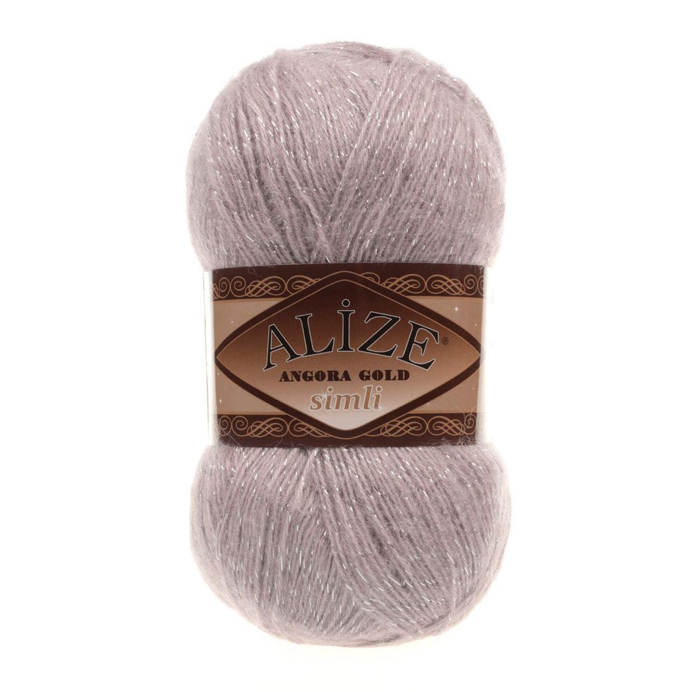 Пряжа Alize (Ализе) Angora Gold Simli / уп.5 мот. по 100 г, 500м, 163 серая роза A