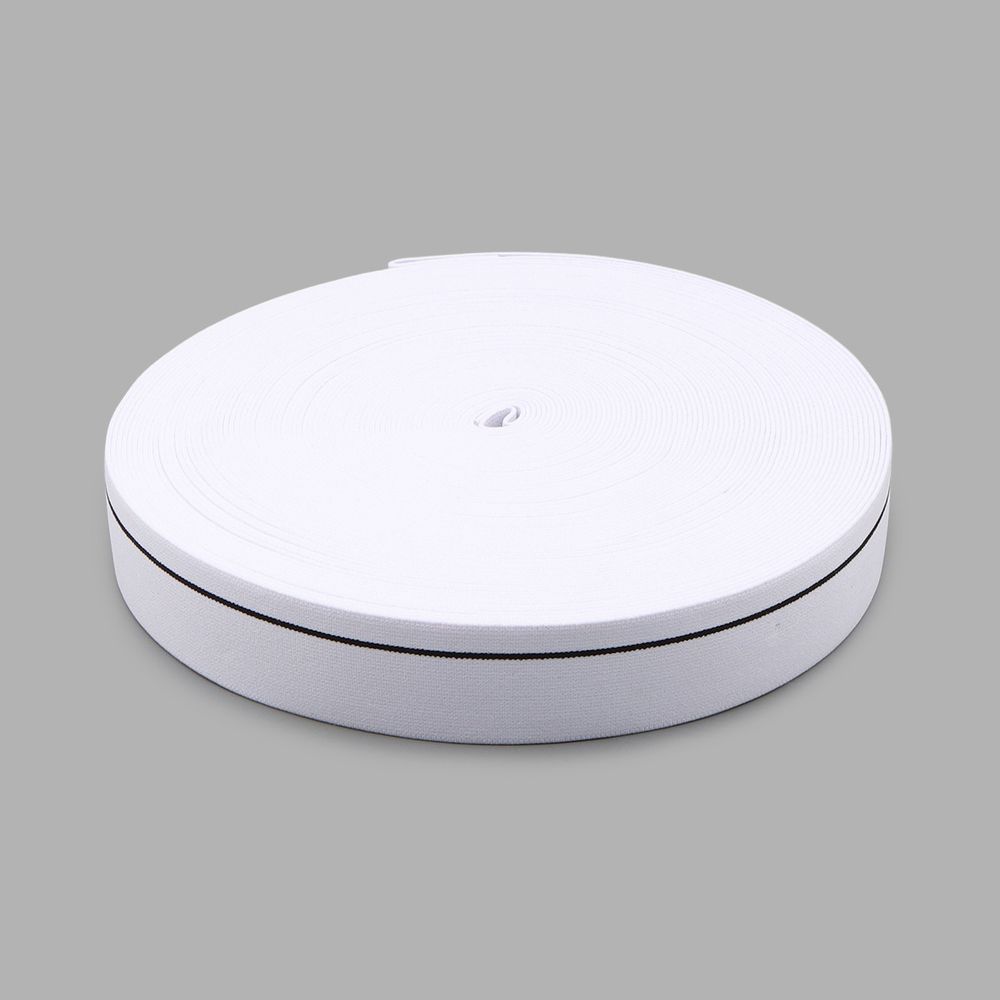 Резинка для мужских трусов и боксеров 35.0 мм / 25 метров, тканая мягкая, 24 г/м, белый/черный полоса