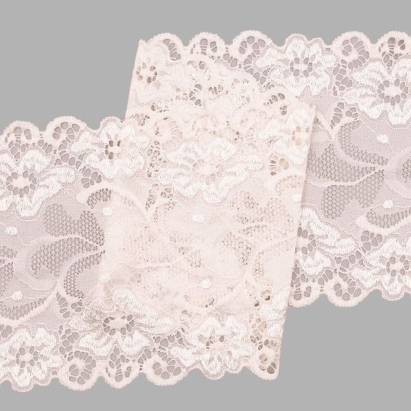 Кружево бельевое эластичное 150 мм / 3.4 метра, цвет молочный