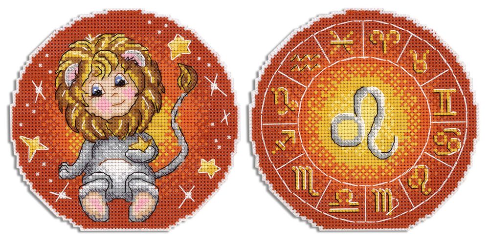 Набор для вышивания нитками МП Студия (Жар-птица), Знаки зодиака. Лев 12х12 см