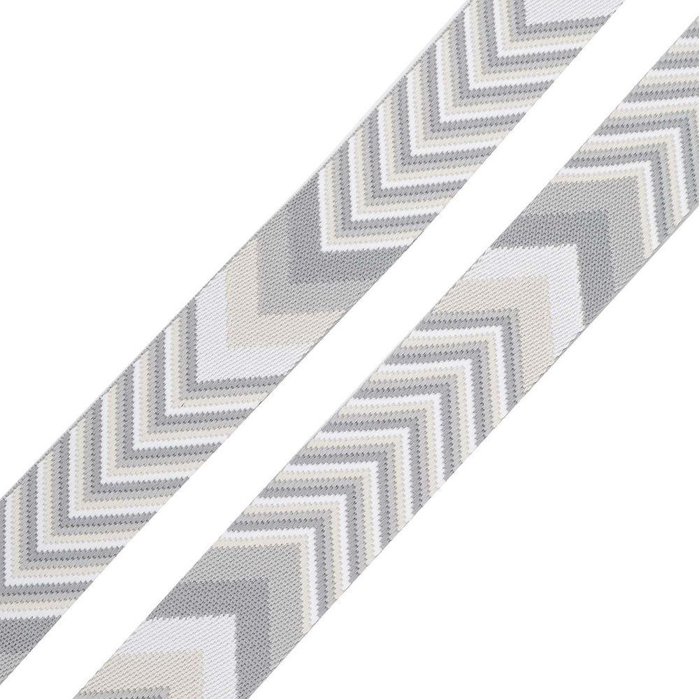 Стропа (ременная лента) 38 мм / 3 метра, [40 г/пог.м], с принтом 2-сторонняя, D144 серый/белый, 3Al354