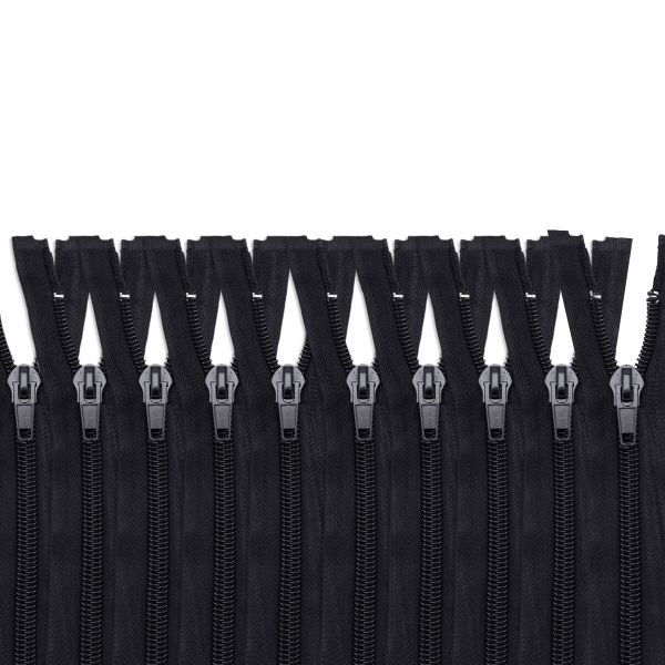 Молния спираль (витая) Т10 (10 мм) 1 зам., разъем., 70 см, черный, 10 шт