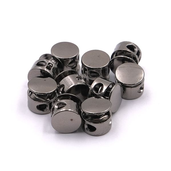 Фиксатор (зажим) для шнура металл 2 отв., 10.5х11.8 мм, ⌀3.7 мм, металл, Nickel (чер.никель), MFR08, 10 шт