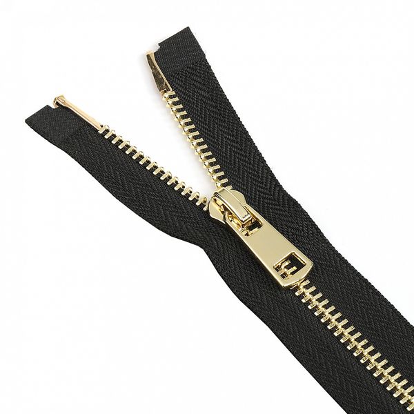 Молния металл Т5 (5 мм) 1 зам., н/раз., 18 см, золото, титан, цв.F322 черный, 10 шт, Mzipp