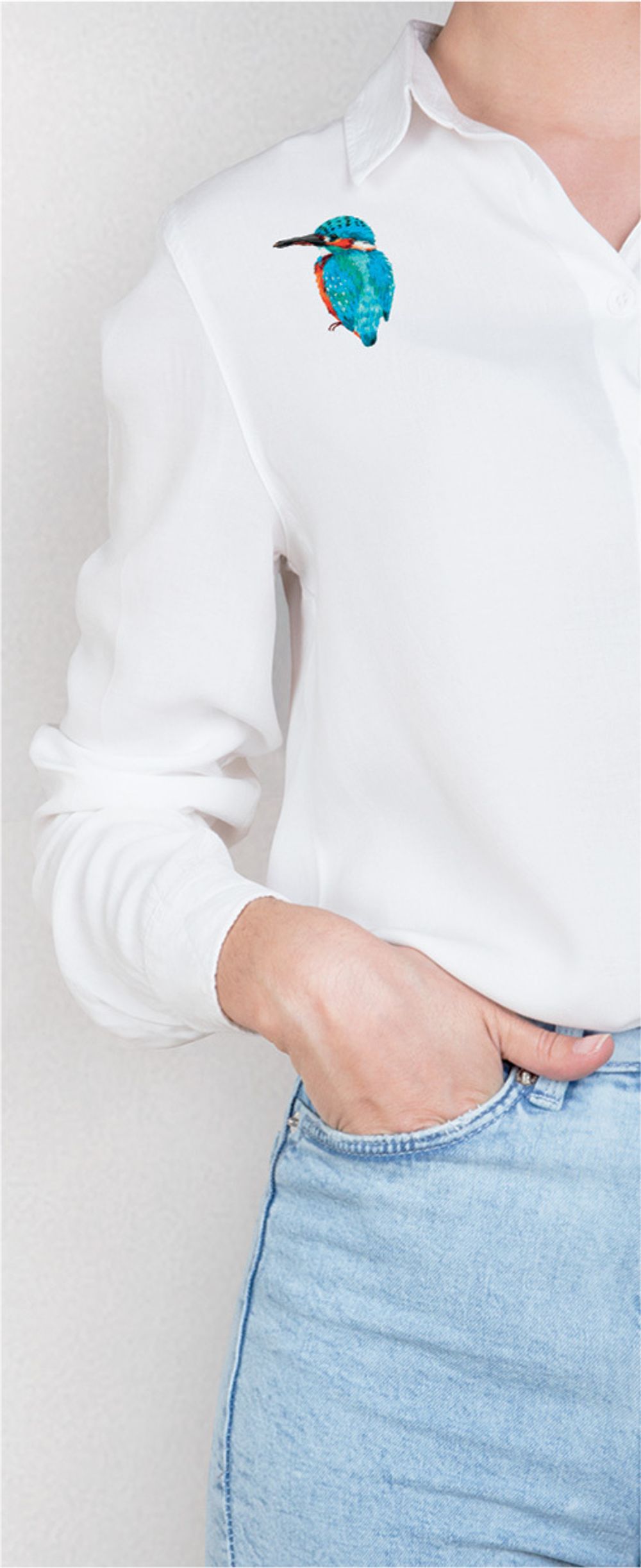 Набор для вышивания нитками Panna, Живая картина, Голубой зимородок, 5,5х6,5 см