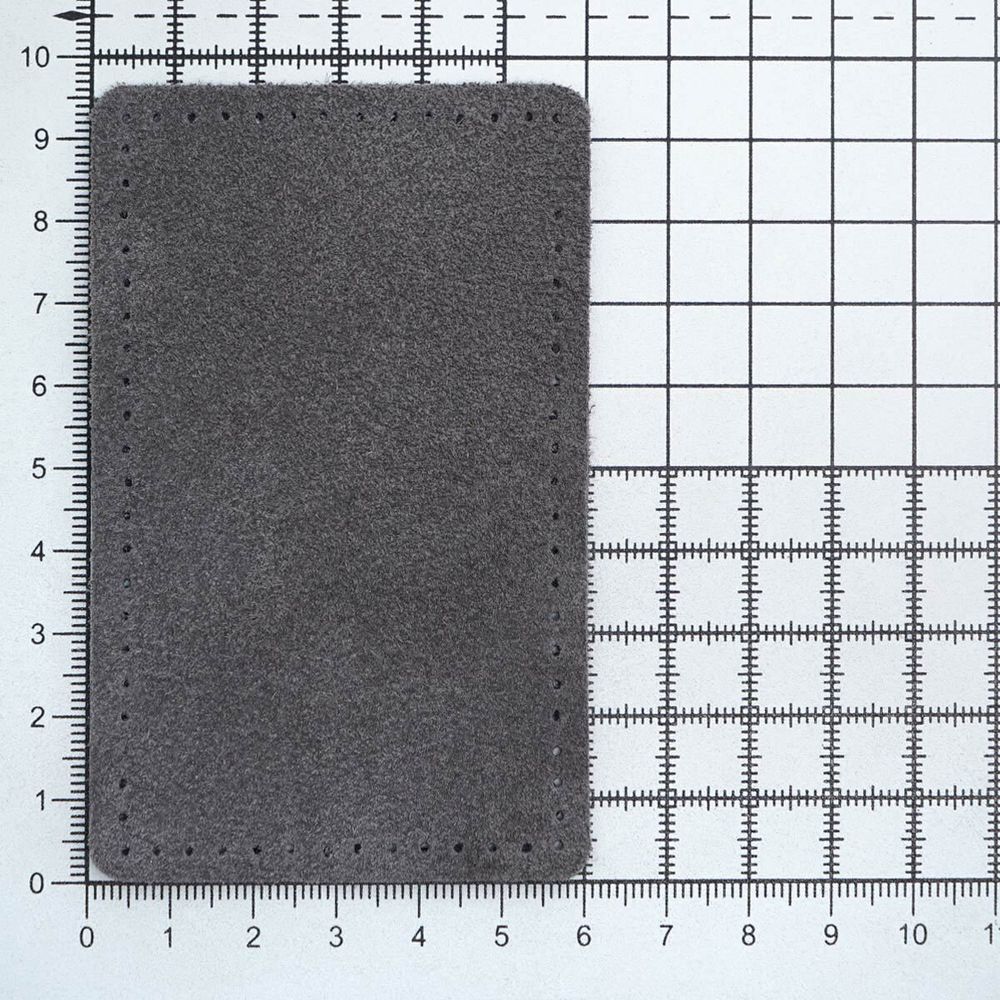 Заплатки пришивные из замши, прямоугольник 6х9,6см с перфорацией, 2 шт, 100% кожа, 26 серый, 59113