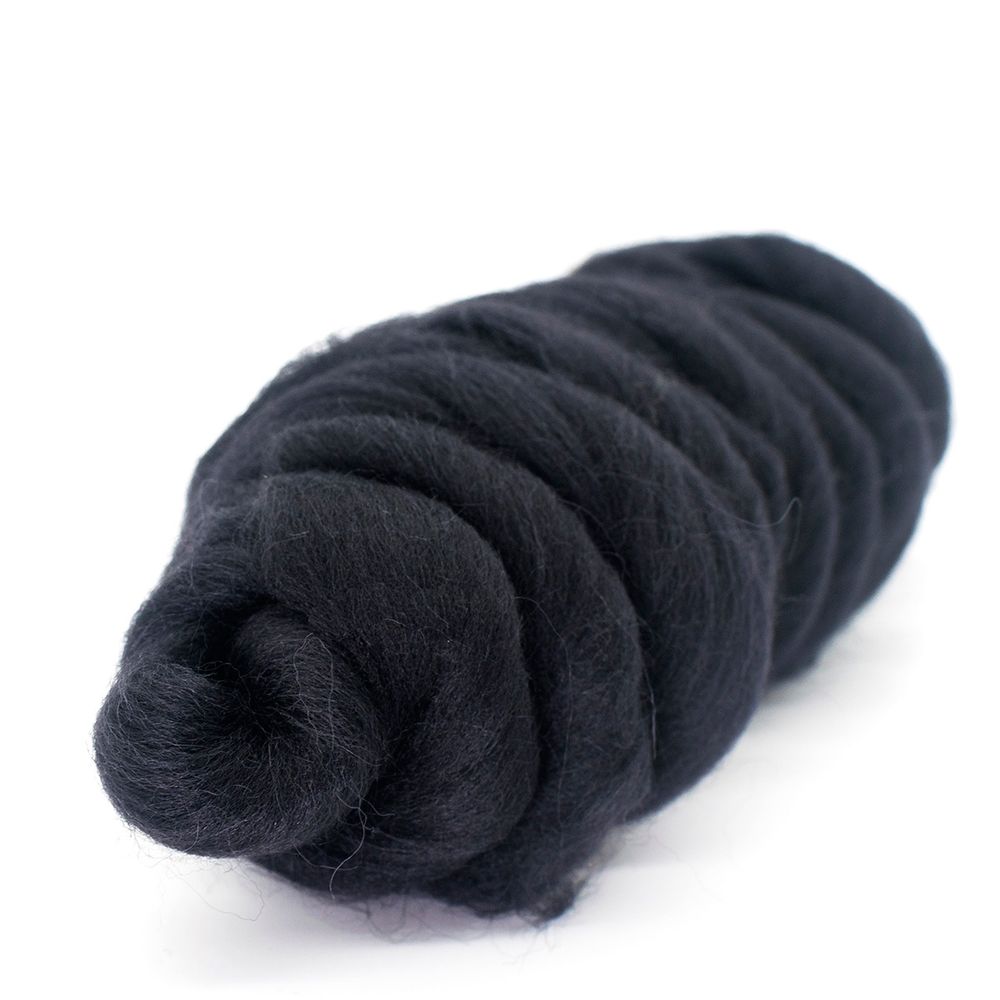 Шерсть для валяния Камтекс Лента для валяния п/тонкая 1х50 г, (25-28 мкр), 2.1 м, 003 черный