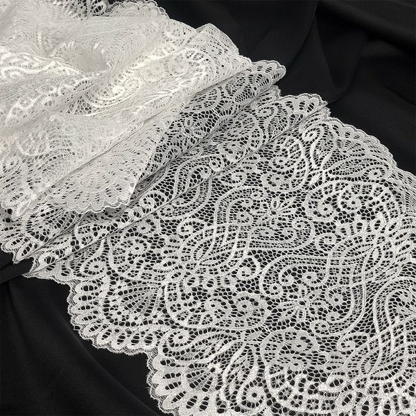 Кружево бельевое эластичное 240 мм / 25 м, 40992, цв.001 белый, Kruzhevo