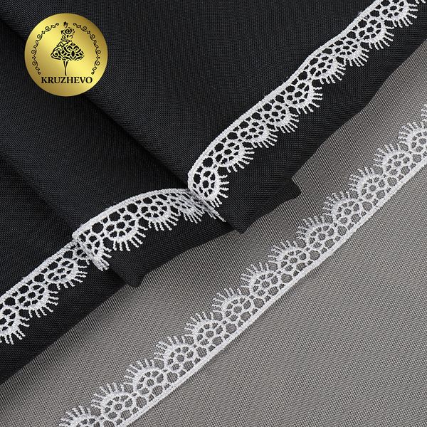 Кружево гипюр (плетёное) 16 мм / 13.71 метров, TBY.1063, цв.01 белый