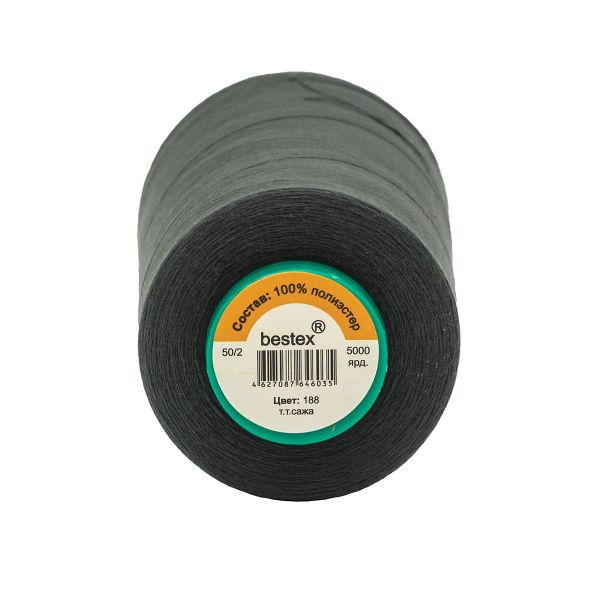 Нитки универсальные Bestex 50/2, 4570 м (5000 ярд) / 1 кат., 188 темно-серый