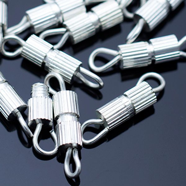 Замок винтовой для бус арт.MH.11191-2 цв.серебро 8х3мм уп.50 шт