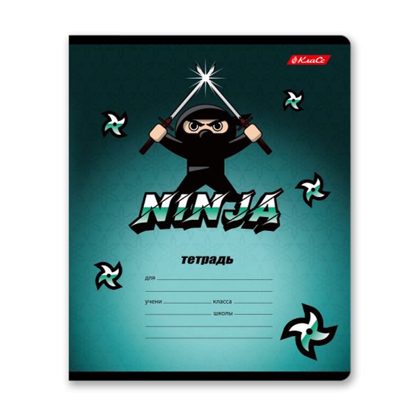 Тетрадь ученическая школьная A5+ 12 л. на скобе 65 г/м², белизна 100%, 25 шт, линия, 000698 Самурай, Светоч 12ТЕТл-001