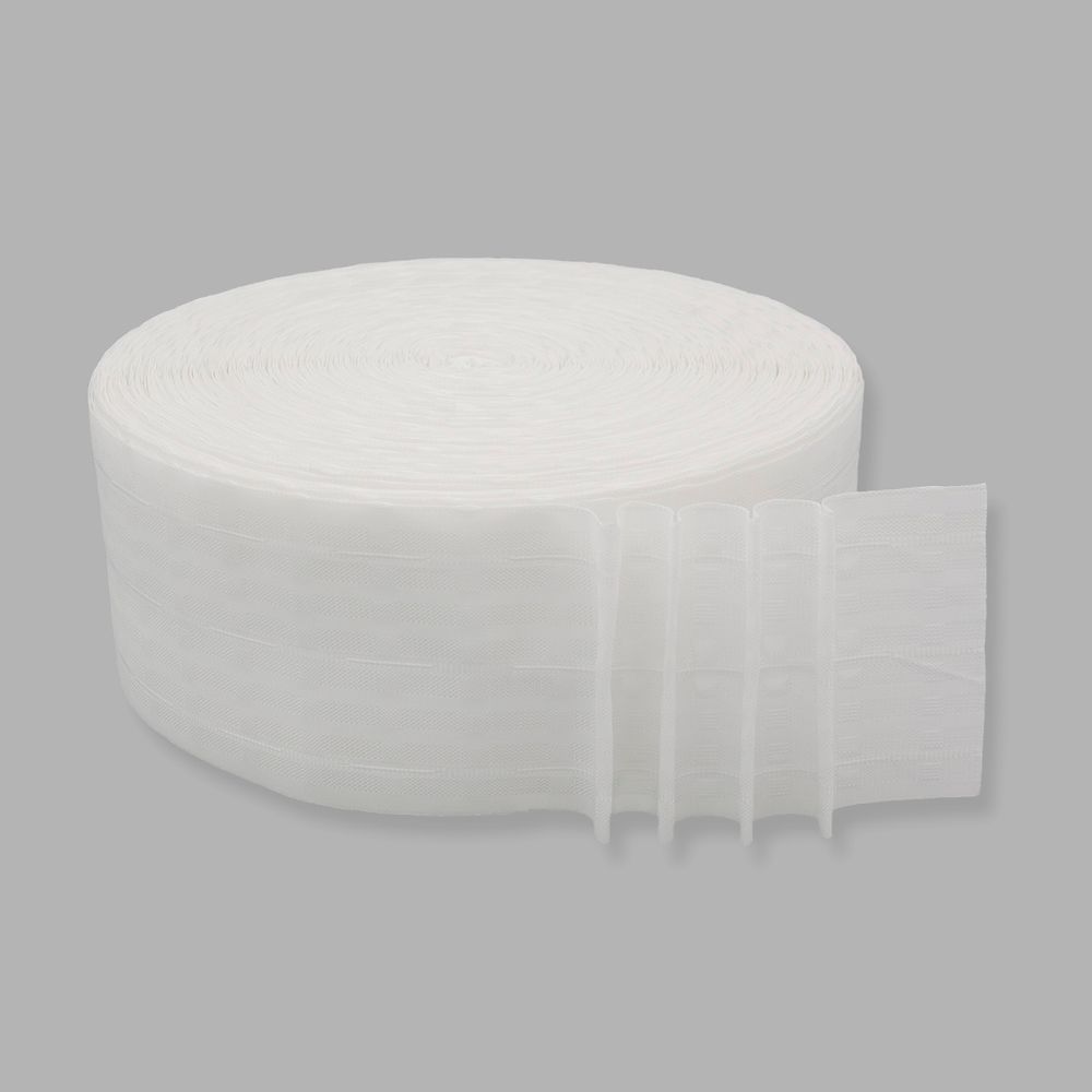 Лента (тесьма) шторная: сборка параллельная (1:2) 100 мм / 100 метров, 420270