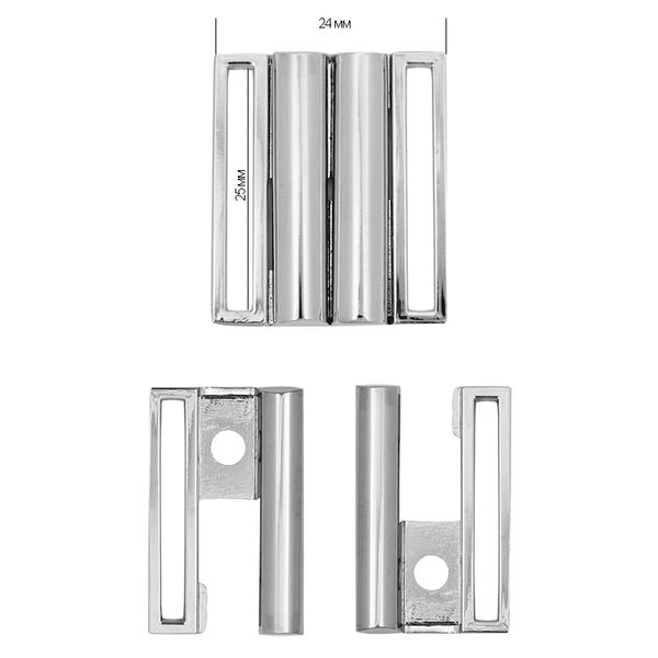 Пряжка ременная металл под резинку 25 мм (24х28 мм), TBY.2605 цв. никель, уп. 20 шт