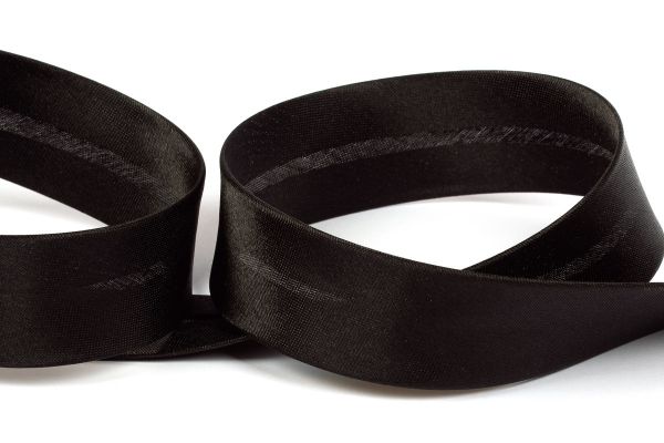 Косая бейка атласная 30 мм / 25 метров, 000 черный (080/081), Gamma GK-30P