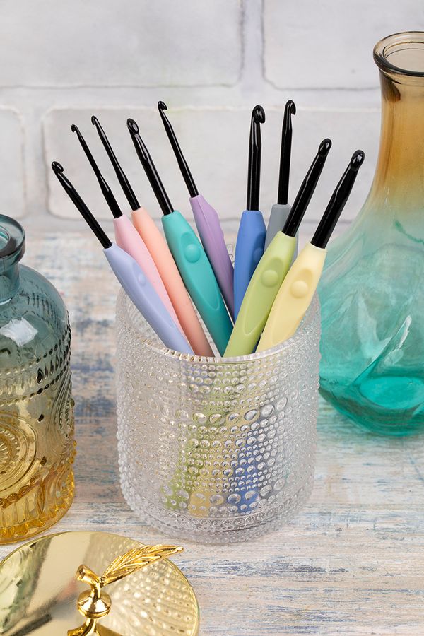 Крючок для вязания с прорезиненной ручкой ⌀5.5 мм, 16 см, алюминий, Gamma RH-BL