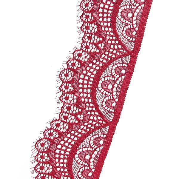 Кружево эластичное (стрейч) 60 мм / 13.71 метра, C520 темно-красный