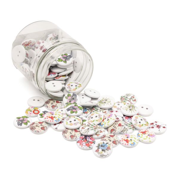 Украшения декоративные пуговицы деревянные Цветы №9, 15-18 мм, 100 шт