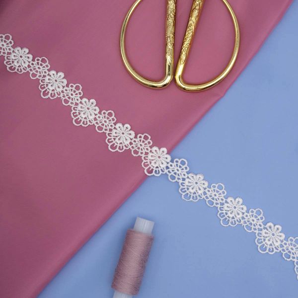 Кружево гипюр (плетёное) 30 мм / 13.7 метров, белый, 3AR1419