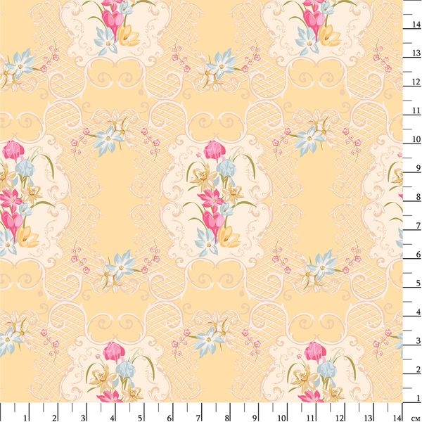 Ткань для пэчворка Peppy Весенний этюд, рулон 112 см / 5 метров, ВЭ-07 желтый, Peppy