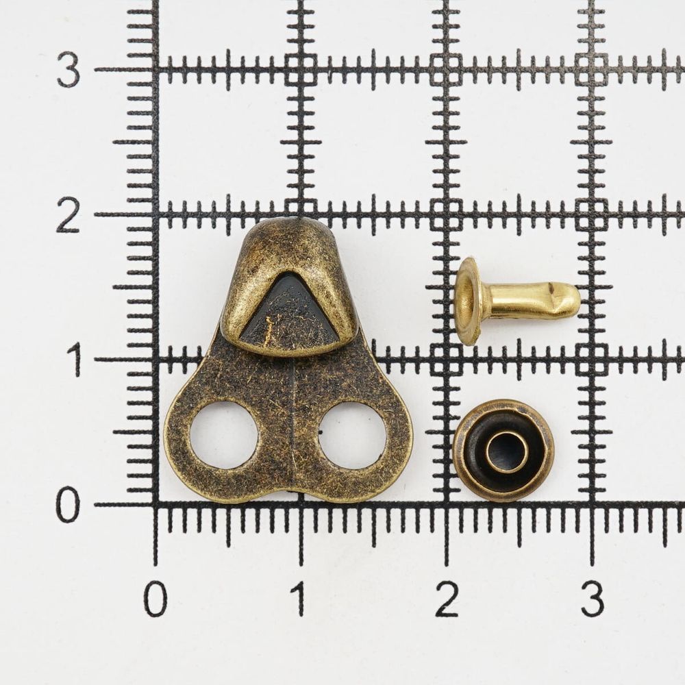 Крючки обувные 20х17 мм, 2 крепления, латунь, 20 шт