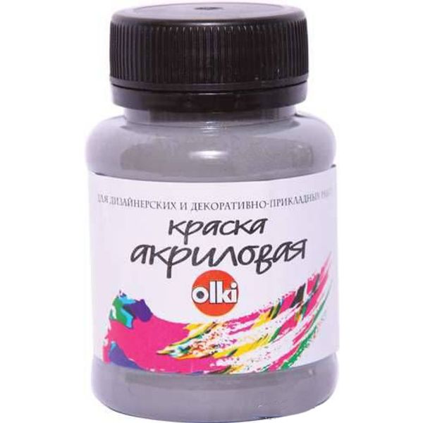 Краска акриловая для дизайна Olki Металлик, 100 мл, серебро