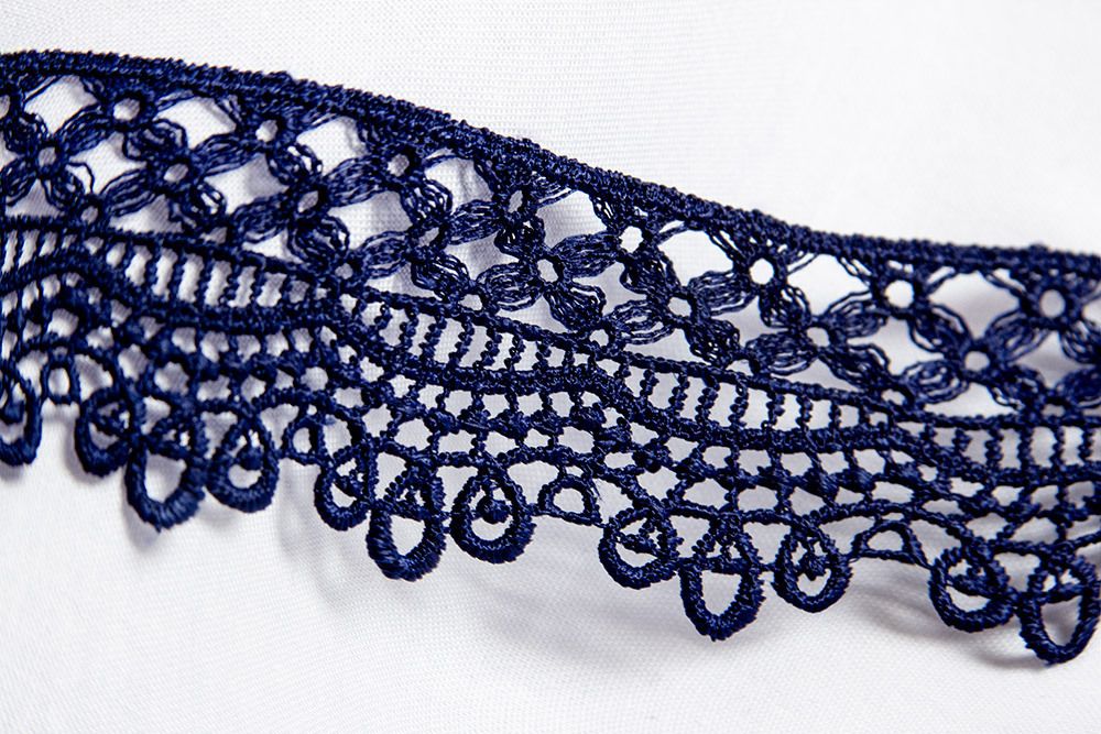 Кружево гипюр (плетёное) 43 мм / 10 м, т.синий, Gamma GGM-4303