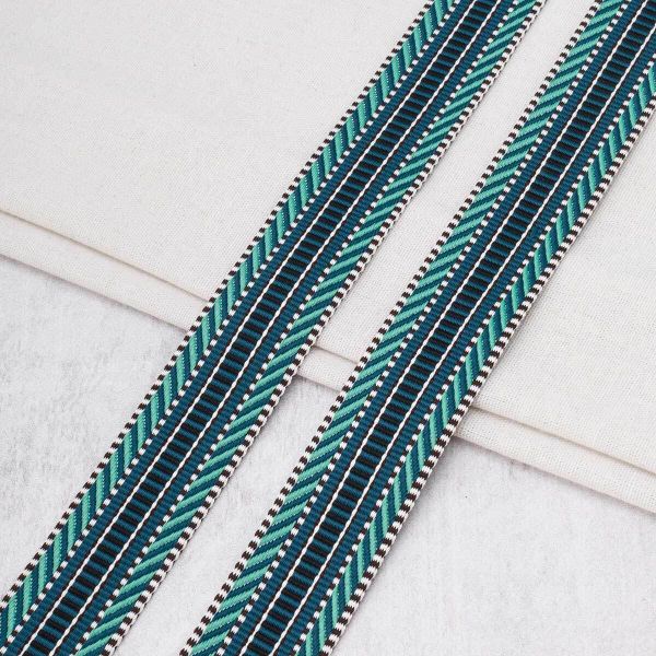 Стропа (ременная лента) 38 мм / 45.72 метра, [38.82 г/пог.м], с принтом 2-сторонняя, T0133 т.синий/бирюзовый), 3Al352