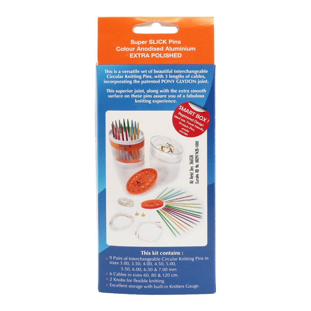 Набор съемных спиц Pony ⌀3,00-7,0 мм, с леской 60, 80, 120 см