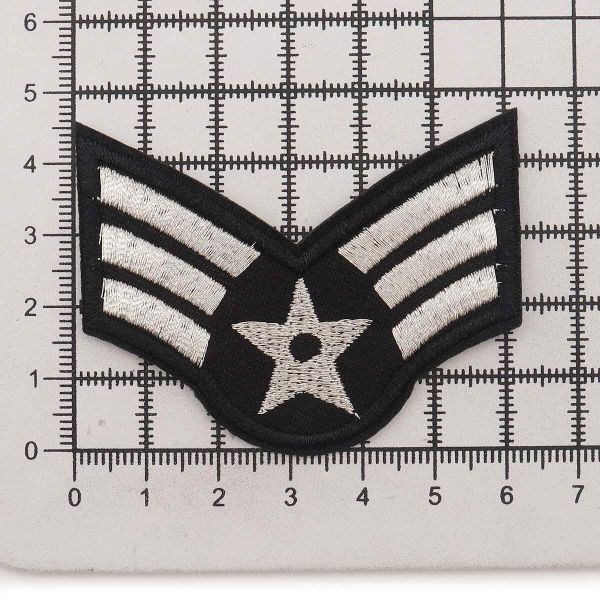 Термоаппликация Шеврон со звездой, 60х50 мм, серебристый, LA349