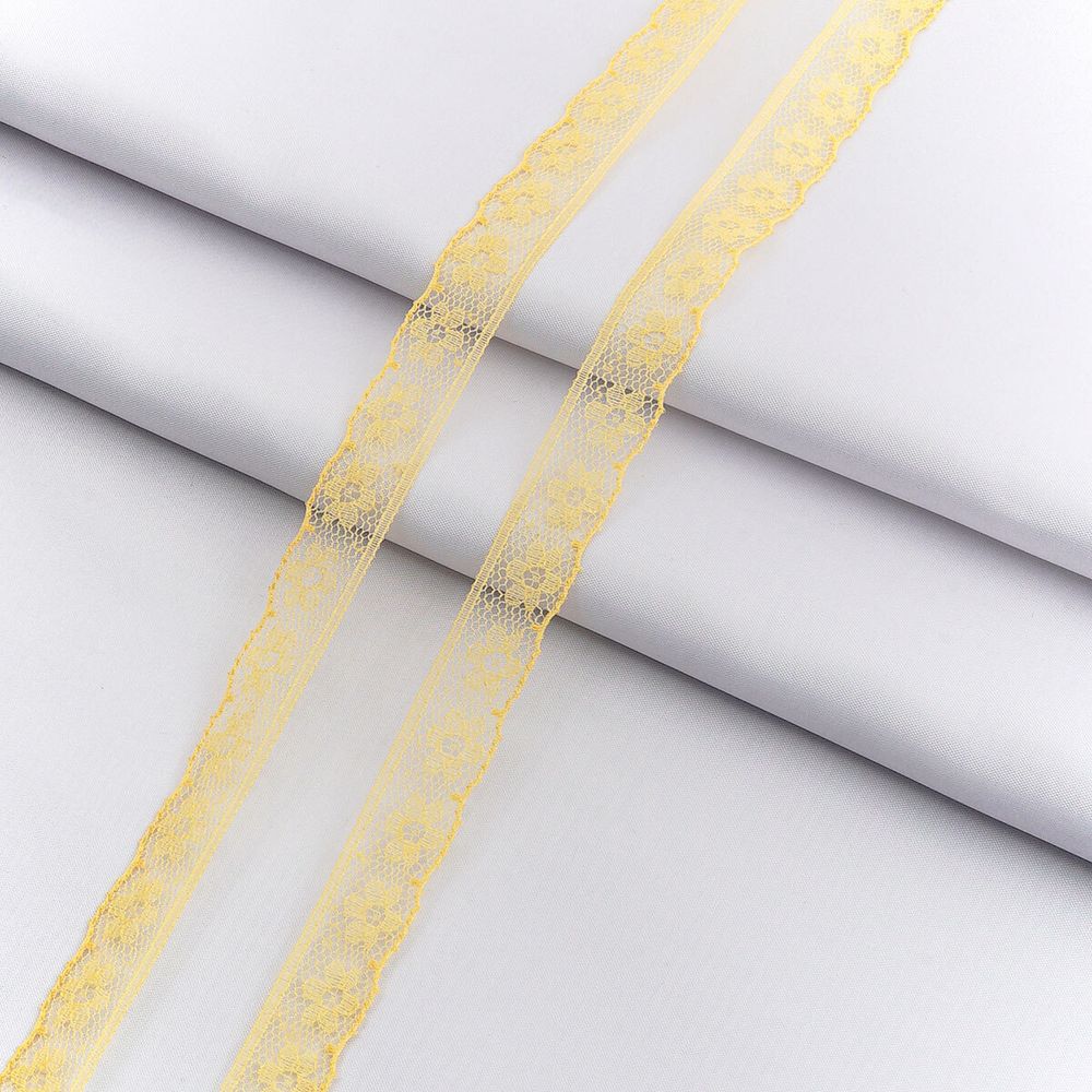 Кружево капроновое 14 мм / 30 метров, 136-1, 100% п/э, цв. жёлтый, 26763