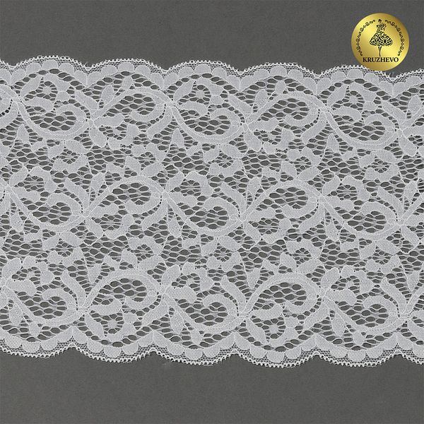 Кружево бельевое эластичное 180 мм / 25 м, 264, цв.004 сумрачно-белый, Kruzhevo