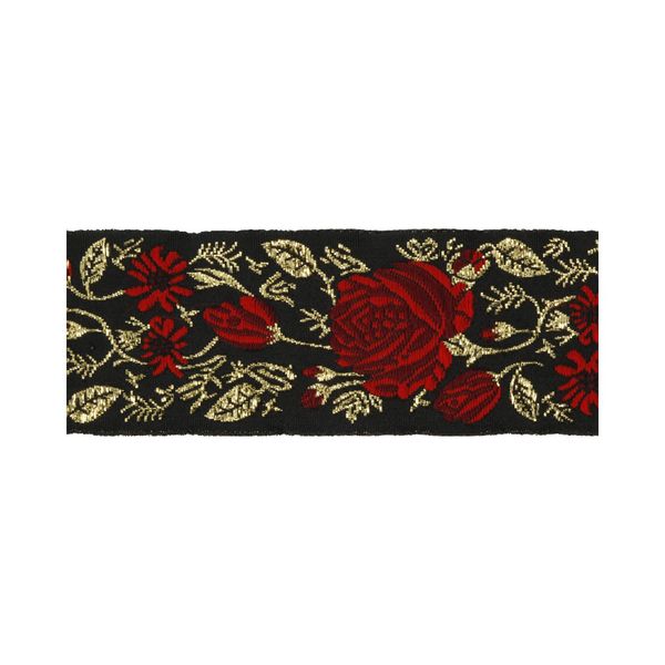 Лента (тесьма) жаккардовая 35.0 мм / 10±0.5 метров, черный/красный, Gamma TRJ-34