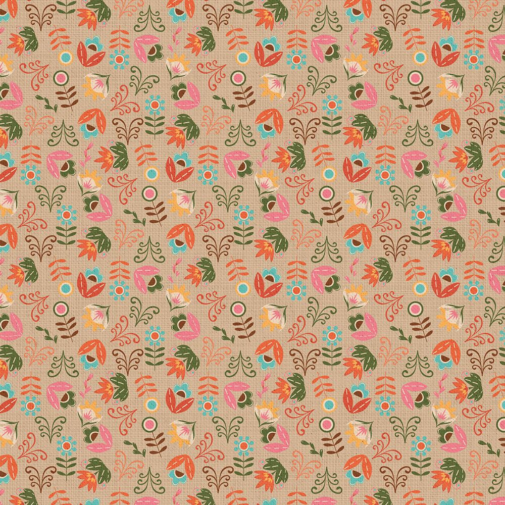 Ткань для пэчворка Peppy Лесные жители, рулон 112 см / 5 метров, ЛЖ-13 бежевый, Peppy