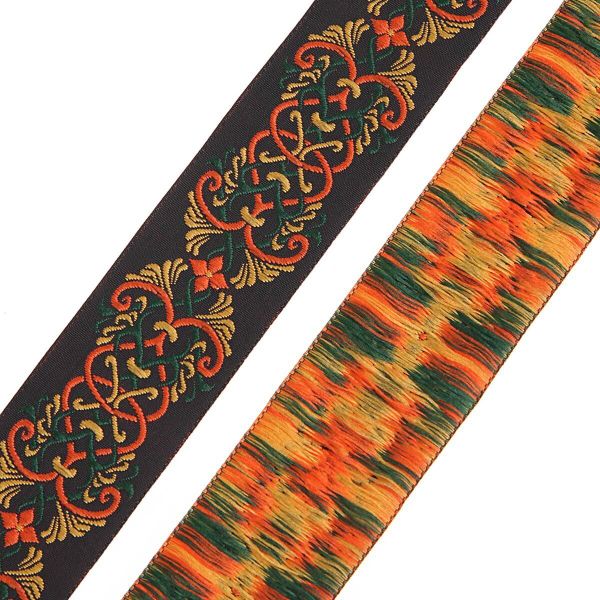 Лента (тесьма) жаккардовая 35.0 мм / 10±0.5 метров, Дамаск (V1 черный/желтый), 35976