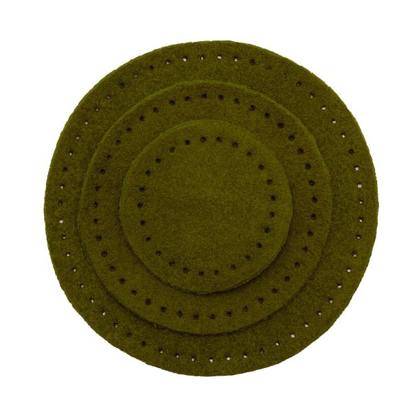 Набор заплаток пришивных из замши, круг ⌀4см, 6см и 8см, с перфорацией, 3 шт, 100% кожа (33 хаки), 59401