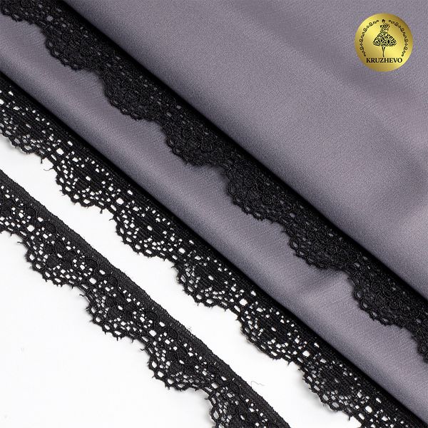 Кружево эластичное (стрейч) 15 мм, TBY.8031, 02 черный, 700м, Kruzhevo