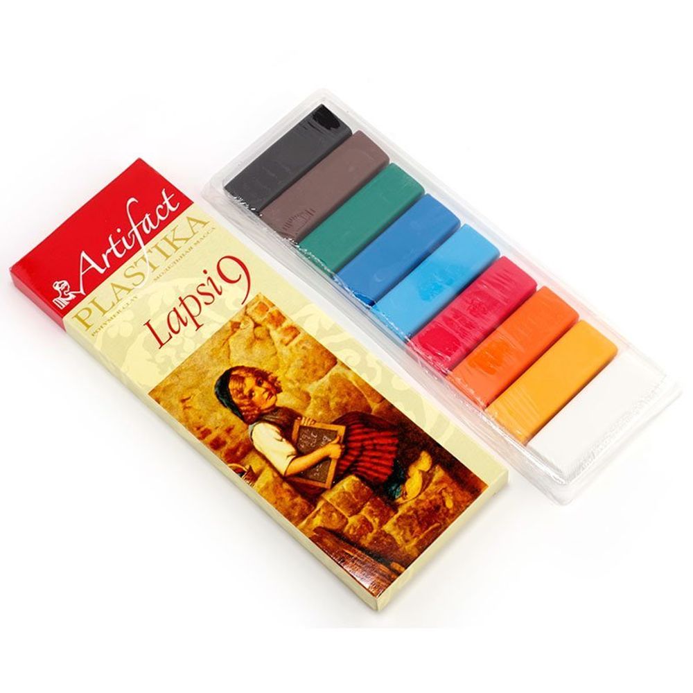Набор полимерной глины Артефакт, Lapsi "АФ.820083/7109-8 9 классических цветовх20 г