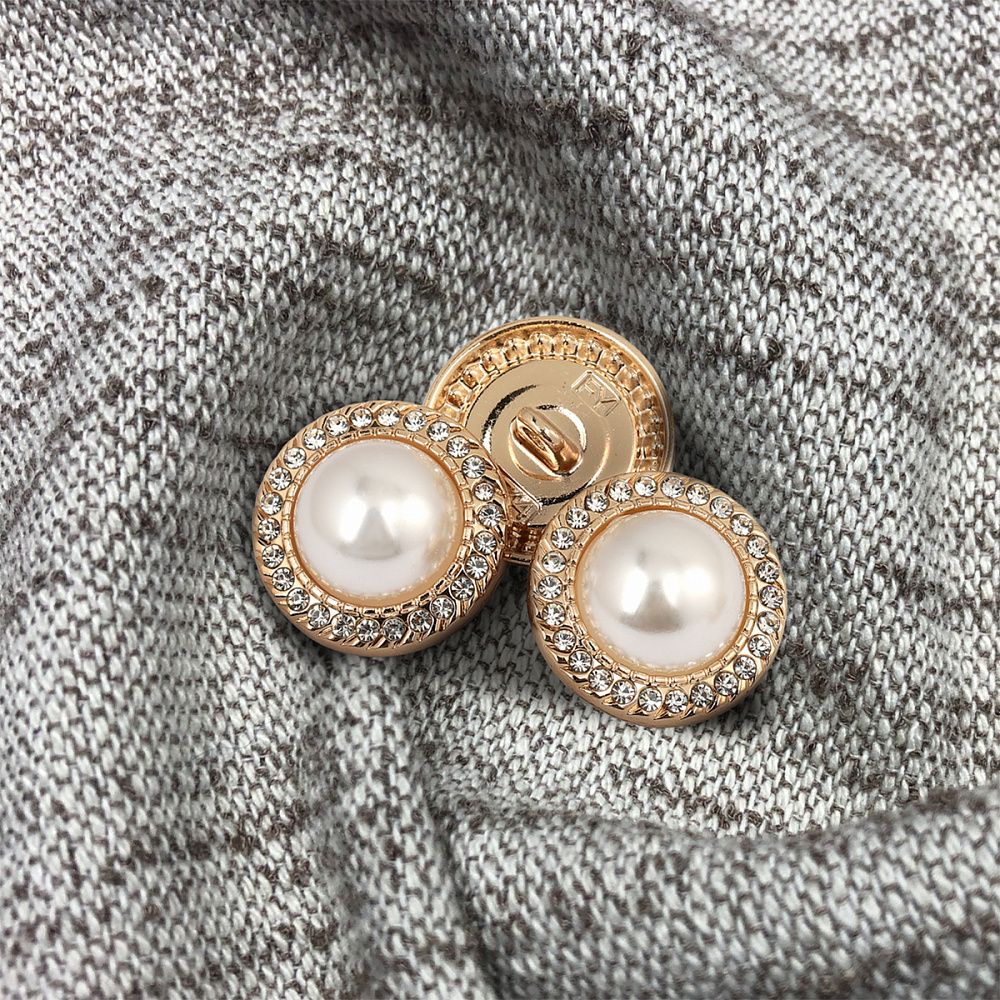 Пуговицы металлические на ножке 32L-20 мм, С-MP15 цв.золото/перламутр, 10 шт