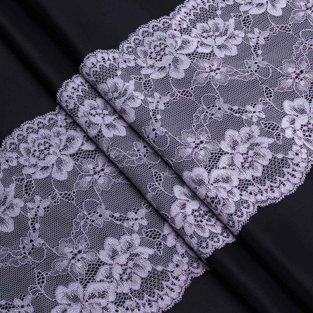 Кружево бельевое эластичное 180 мм / 3.4 метра, цвет светло-серый